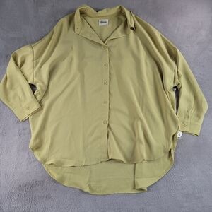 Kuwalla Montreal Yellow Button-Up Overwized Shirt With Side Slits